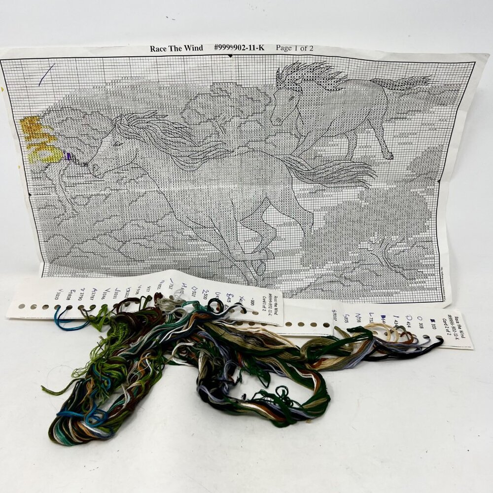 Cross Stitch Kits (2) 1996 Jeanette Crews Designs Pinto and Race the Wind - READ - Picture 5 of 7